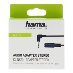 HAMA Adapter Audio 2.5mm-3.5mm Hane-Hona Stereo Svart