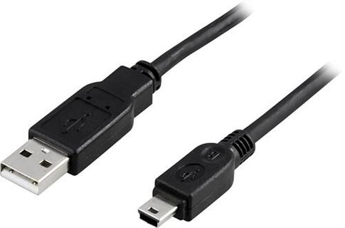 USB 2.0 kabel Typ A Hane - Typ Mini B Hane 2m, svart 